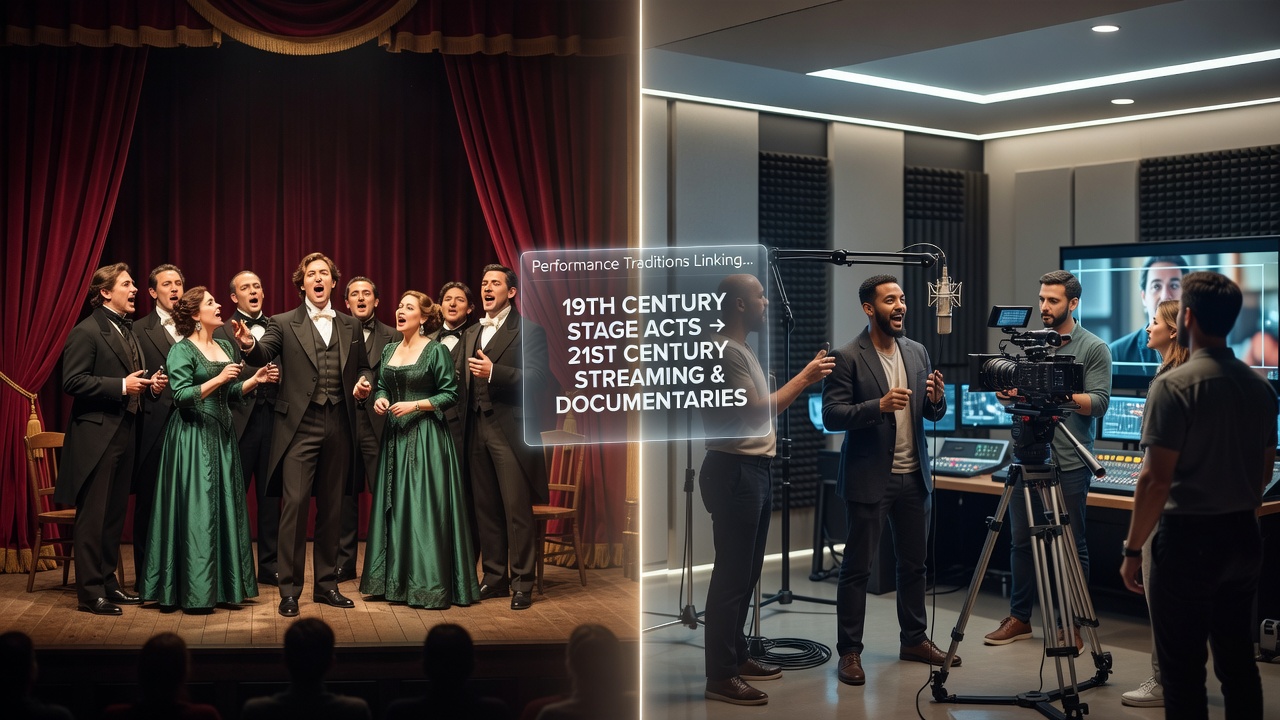 Tracing Stagecraft Lineages from 19th Century Vaudeville to Streaming Adaptations and Actor-Narrated Productions